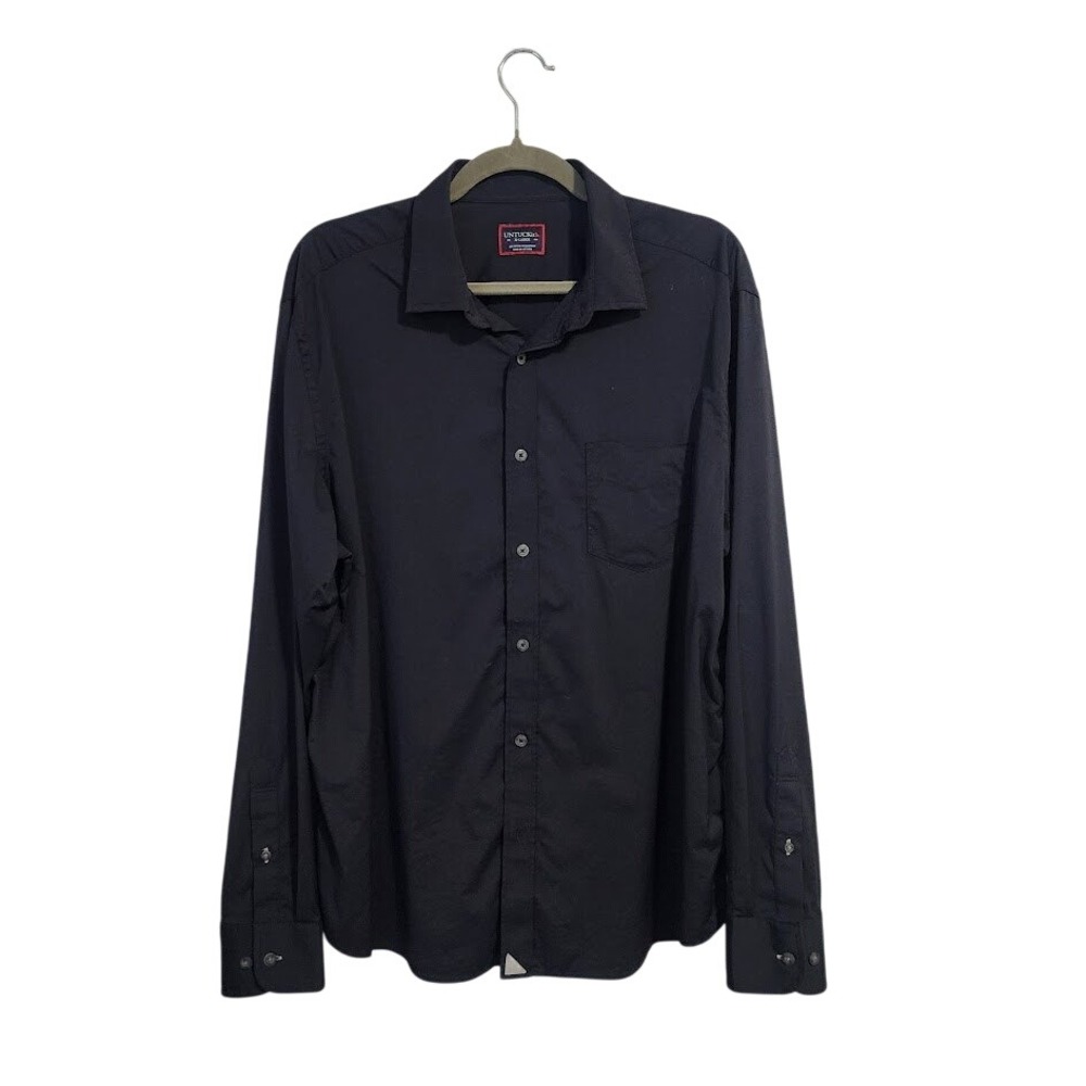 UNTUCKit Navy Button Up Shirt Solid Long Sleeve Men's XL